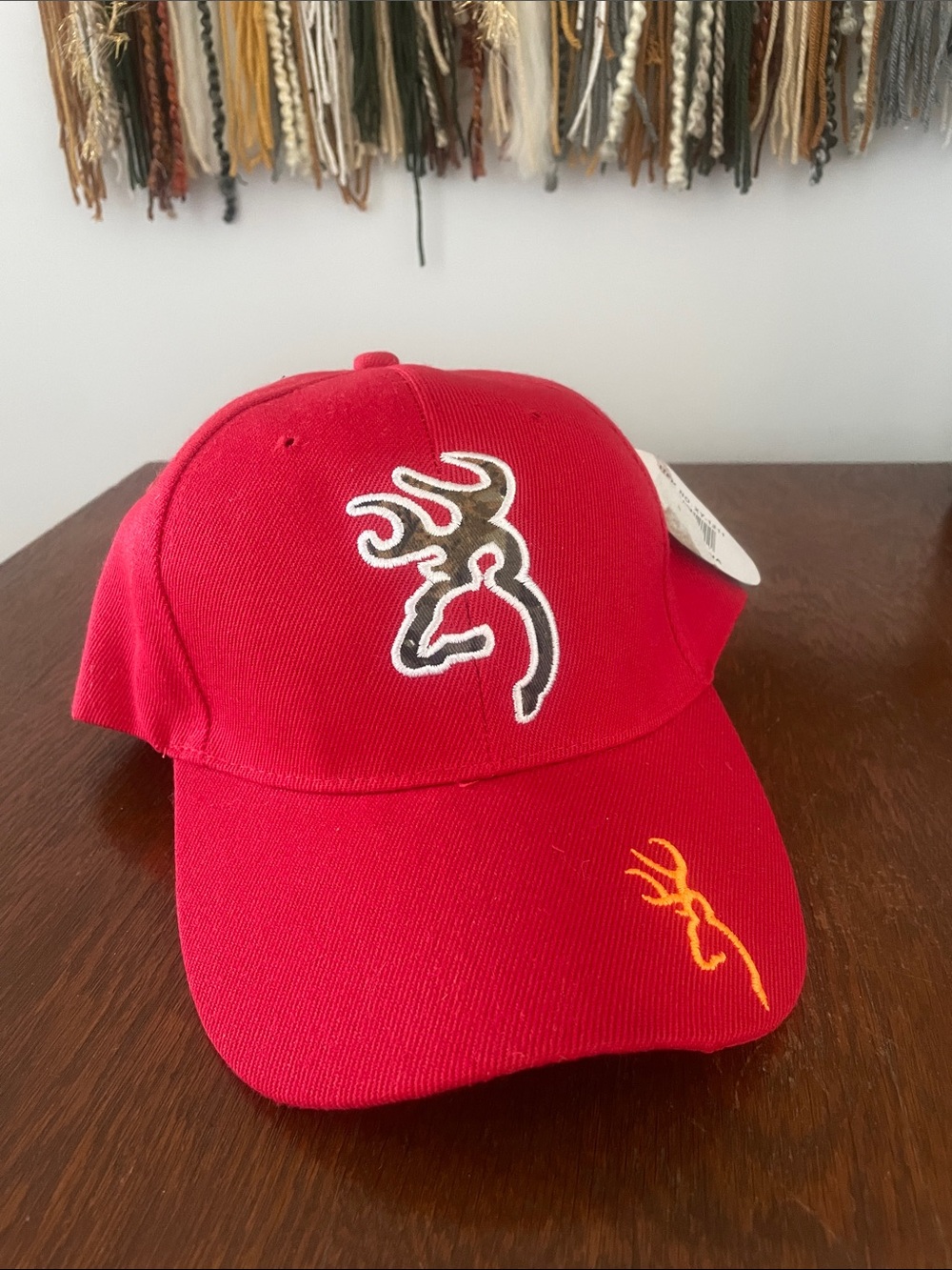 Men’s red Baseball Cap with deer logo on front - new adjustable